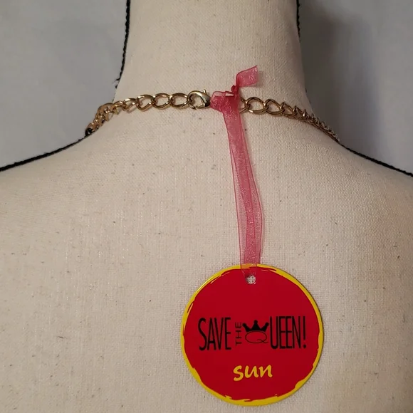 ๐HP๐ STQ gold-tone red & turquoise statement necklace - Picture 2 of 13